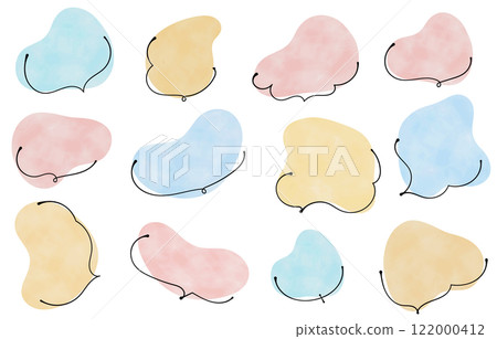 Rough and cute watercolor style speech bubble set (pastel colors) 122000412