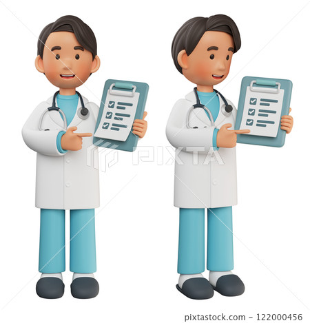 male doctor character showing chart 3D graphic male doctor character showing chart 3D graphic 122000456