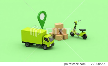 Colorful 3D Logistics Design with Lime Elements 122000554