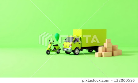 Colorful 3D Logistics Setup with Lime and Boxes Colorful 3D Logistics Setup with Lime and Boxes 122000556
