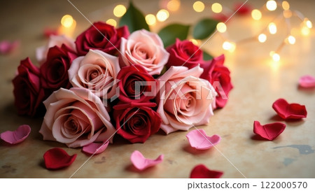 Delicate Heart-Shaped Rose Arrangement with Soft Pink Hues 122000570