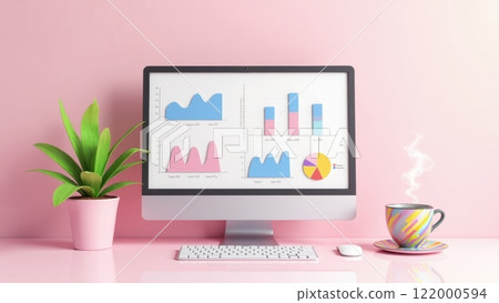 Sleek Minimalist Desktop Workspace with Computer Sleek Minimalist Desktop Workspace with Computer 122000594