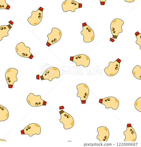 Cute pig-shaped mayonnaise textile pattern, 122000687