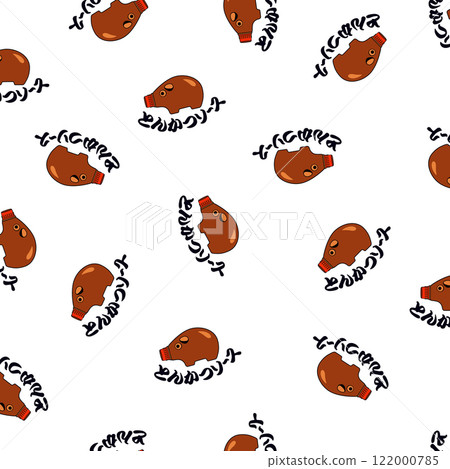 Cute tonkatsu sauce textile pattern, 122000785