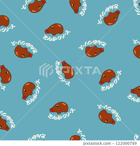 Cute tonkatsu sauce textile pattern, 122000789