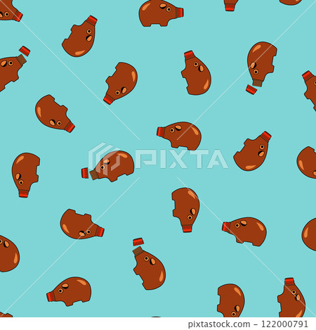 Cute tonkatsu sauce textile pattern, 122000791