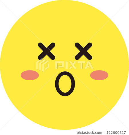 Facial expression icon yellow simple circle single damage pain Facial expression icon yellow simple circle single damage pain 122000817