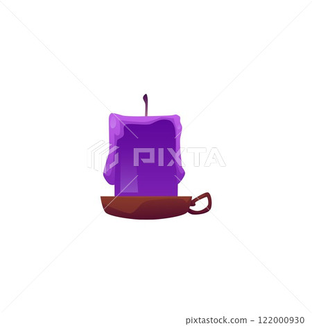 Vector illustration of wax candle with wick and stand with handle. Vector illustration of wax candle with wick and stand with handle. 122000930