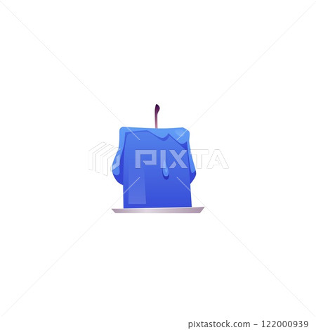 Vector illustration of extinguished wax candle blue on isolated background. 122000939