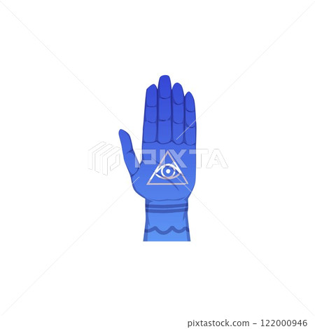Vector element with the magical symbol of hamsa on a white background in a cartoon-style 122000946