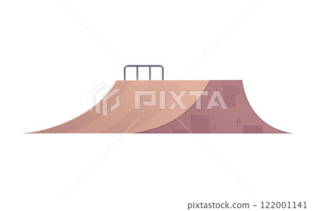 Vector image of a skateboard slide in a skate park with ramps for extreme sports. 122001141