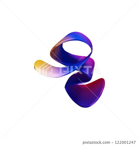 Vector 3D illustration of geometric abstract shape with gradient wave pattern. Vector 3D illustration of geometric abstract shape with gradient wave pattern. 122001247