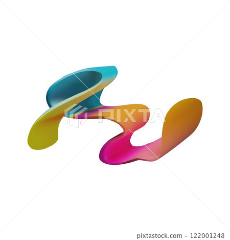 Abstract curve ribbon vector icon, multicolored gradient swirl tape, volume wave shape, dynamic rainbow smooth texture 122001248