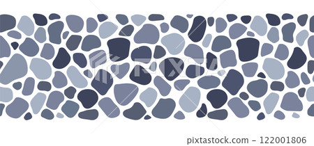 Cobblestone mosaic seamless border, stone texture. Vector abstract repeat background Cobblestone mosaic seamless border, stone texture. Vector abstract repeat background 122001806