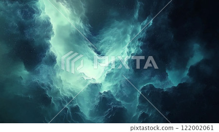 A background of clouds, the moon and stars shining in a fantastic night sky 122002061