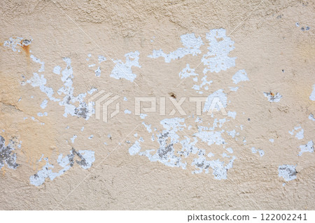 Empty Old Brick Wall Texture. Painted Distressed Wall Surface. Grungy Wide Brickwall. Grunge Red Stonewall Background. Shabby Building Facade With Damaged Plaster. Abstract Web Banner. Copy Space 122002241