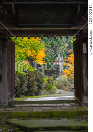 [Saifukuji Temple] Mountain gate and autumn leaves [Shiojiri City] 122002313