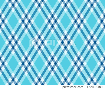 Striking diagonal plaid pattern in refreshing blue hues.  Perfect for textile design, website backgrounds, or any project needing a modern, stylish geometric texture. 122002489