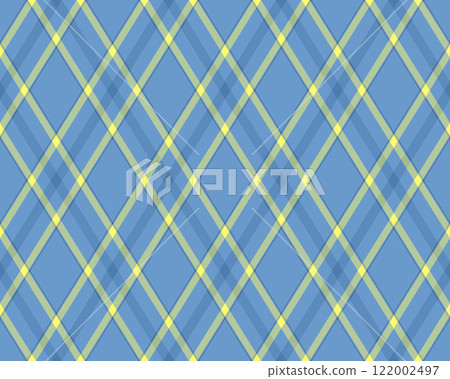 Vibrant blue and yellow plaid pattern. Perfect for textile design, website backgrounds, or scrapbooking projects.  Clean, modern aesthetic with a touch of retro charm. 122002497