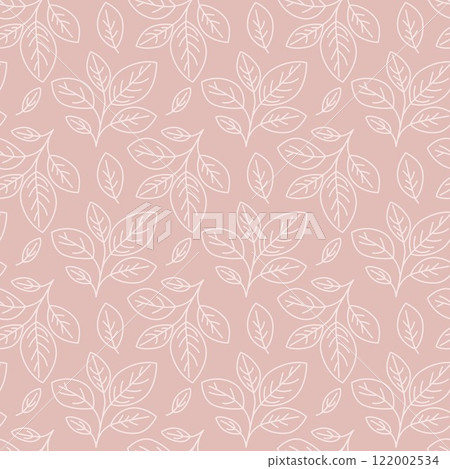 Hand drawn floral pattern vector design. Simple ornament with plant and leaf. 122002534