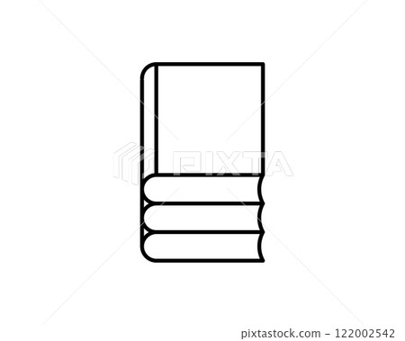 Simple, bold line art illustration of three books stacked. Perfect for educational websites, book club logos, or library designs. Clean, minimalist style ensures versatility. Simple, bold line art illustration of three books stacked. Perfect for educational websites, book club logos, or library designs. Clean, minimalist style ensures versatility. 122002542