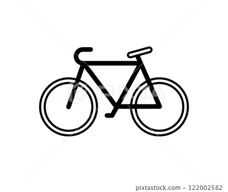 Simple line art bicycle illustration. Perfect for websites, apps, infographics, or any project needing a clean, minimalist bike graphic.  Versatile design suitable for various applications. 122002582