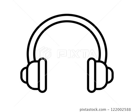 Clean, bold outline icon of headphones. Perfect for websites, apps, or presentations needing a simple, modern audio symbol. Clean, bold outline icon of headphones. Perfect for websites, apps, or presentations needing a simple, modern audio symbol. 122002588