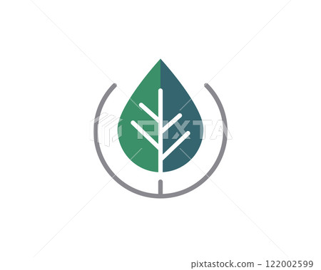 Modern minimalist leaf logo design.  Perfect for ecofriendly brands, health  wellness businesses, or environmental initiatives. 122002599