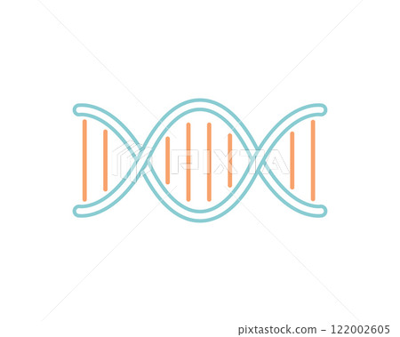 A clean, minimalist illustration of a DNA double helix.  Perfect for websites, presentations, or educational materials related to genetics, biotechnology, or healthcare. 122002605