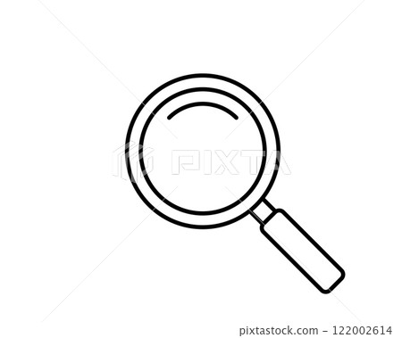 Clean, minimalist line art magnifying glass icon. Perfect for websites, apps, or presentations needing a search, discovery, or investigation theme. Clean, minimalist line art magnifying glass icon. Perfect for websites, apps, or presentations needing a search, discovery, or investigation theme. 122002614