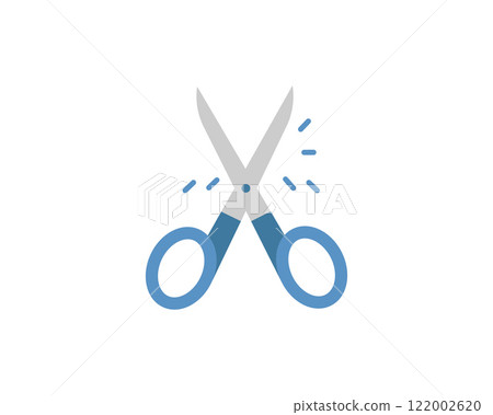 Stylish flatdesign illustration of scissors in action, perfect for websites, apps, or presentations needing a clean, modern cut icon. Stylish flatdesign illustration of scissors in action, perfect for websites, apps, or presentations needing a clean, modern cut icon. 122002620