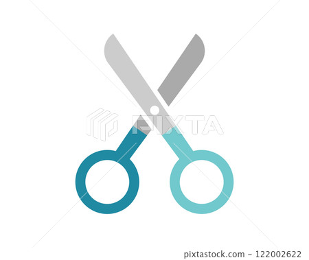 Stylish teal and gray scissors icon, perfect for websites, apps, or presentations needing a clean, modern design. Versatile image representing cutting, editing, or crafting themes. Stylish teal and gray scissors icon, perfect for websites, apps, or presentations needing a clean, modern design. Versatile image representing cutting, editing, or crafting themes. 122002622