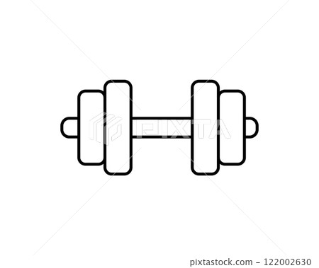 Clean line art illustration of a dumbbell. Perfect for fitness apps, websites, or gymrelated designs. Simple, bold style ensures versatility and easy readability. Clean line art illustration of a dumbbell. Perfect for fitness apps, websites, or gymrelated designs. Simple, bold style ensures versatility and easy readability. 122002630
