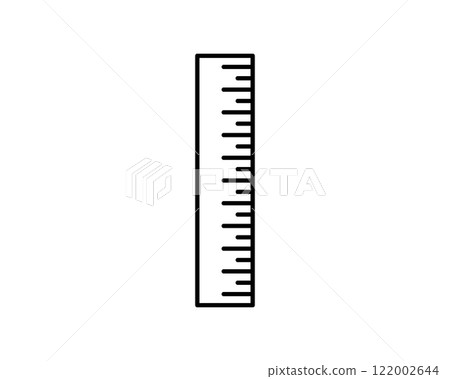 Clean, minimalist line art illustration of a ruler. Perfect for educational materials, websites, apps, or design projects needing a simple measurement icon. 122002644