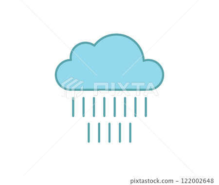 Simple, minimalist illustration of a rain cloud. Perfect for weather apps, websites, or educational materials.  The clean design and soft color palette make it versatile for various applications. 122002648