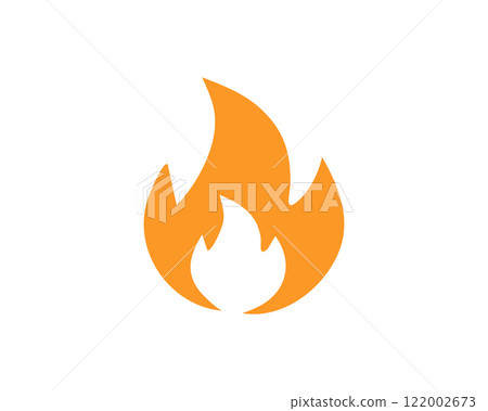Simple, stylish orange flame icon. Perfect for websites, apps, and presentations needing a heat, energy, or passion symbol.  Clean design, easily scalable for various sizes. 122002673