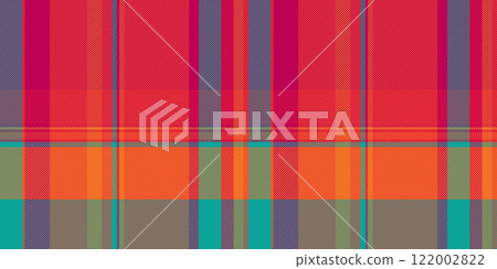 Vibrant plaid pattern in warm and cool tones. Perfect for textile design, website backgrounds, or fashion projects. Vibrant plaid pattern in warm and cool tones. Perfect for textile design, website backgrounds, or fashion projects. 122002822