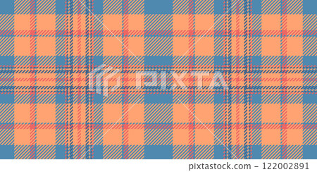 Vibrant pastel plaid pattern in peach and blue hues. Perfect for textile design, website backgrounds, or seasonal marketing materials. Seamless repeat texture offers versatile applications. Vibrant pastel plaid pattern in peach and blue hues. Perfect for textile design, website backgrounds, or seasonal marketing materials. Seamless repeat texture offers versatile applications. 122002891