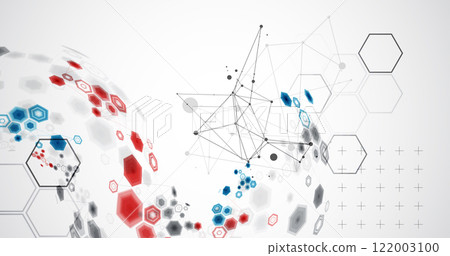 Abstract hexagon background with plexus effect for design works. Vector. 122003100