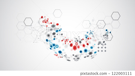 Abstract hexagon background with plexus effect for design works. Vector. 122003111