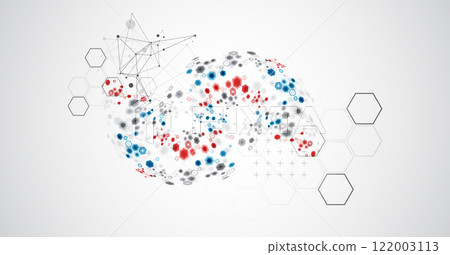Abstract hexagon background with plexus effect for design works. Vector. 122003113