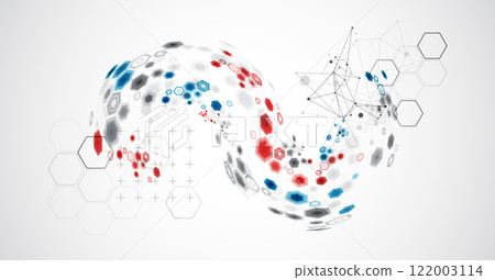 Abstract hexagon background with plexus effect for design works. Vector. 122003114
