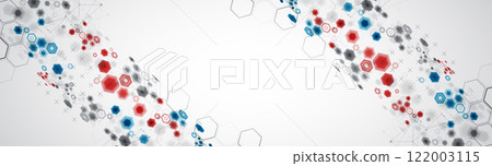 Abstract hexagon background with plexus effect for design works. Vector. 122003115