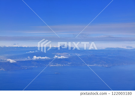 Mount Fuji and Sagami Bay seen from an airplane 122003180