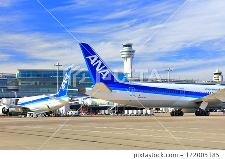 [Tokyo] Haneda Airport seen from an open space 122003185