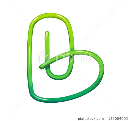 School education font paper clip stationery B letter. Creative ABC typeset symbol, child education cartoon stationery isolated vector latin font letter or student study supply English alphabet element 122004003