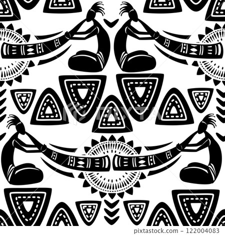 Seamless texture with musicians 122004083