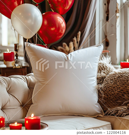 White Pillow mockup in Valentine's Day theme 122004116