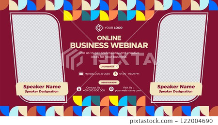 Online Live Corporate Business Webinar Web Banner. Annual Business Invitation Conference Template. Live Webinar learning, Course Announcement Poster Concept Social Media Post, and Banner Design 122004690