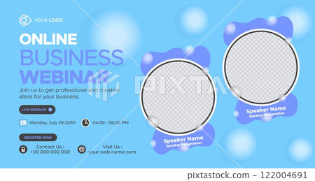 Online Live Corporate Business Webinar Web Banner. Annual Business Invitation Conference Template. Live Webinar learning, Course Announcement Poster Concept Social Media Post, and Banner Design 122004691